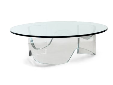 Les Prisimatique Lucite and Glass Cocktail Table