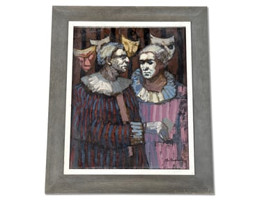 Bonnie Whittingham Oil/Board: Clowns