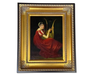 K. Melton Oil/Board: Lady with Lyre