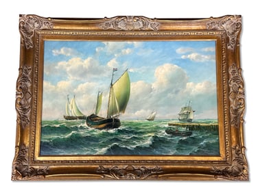 Bob Sanders Oil/Canvas: Ships at Sea