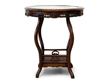 Chinese Marble Top Hardwood Center Table