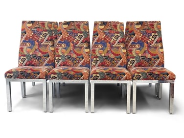 Eight Postmodern Chrome Dining Chairs