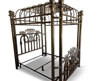Ornate Brass Four-Poster Bed