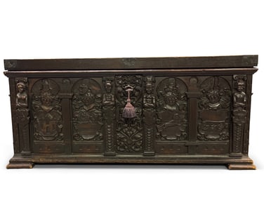 Continental Carved Oak Chest