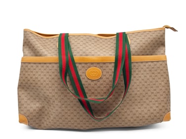 1980s Gucci Monogram Coated Canvas Tote