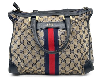 1980 Gucci Mini Blue Monogram Tote