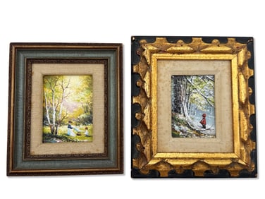 Two Charles Parthesius Enameled Copper Landscapes