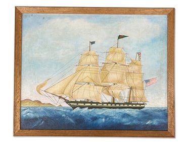 J.F. Wilkinson Oil/Canvas: The Packet Ship Shackamaxon