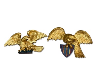 Two Gilt Wood Carved Eagles