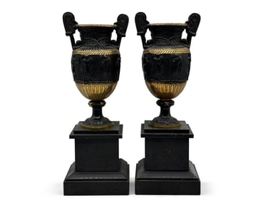 Two Early 20th C. Neoclassical Bronze Urns