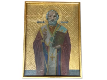 Russian Icon Oil/Board: St. Nicholas