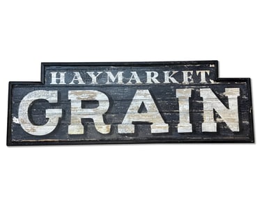 Haymarket Grain Painted Wood Sign