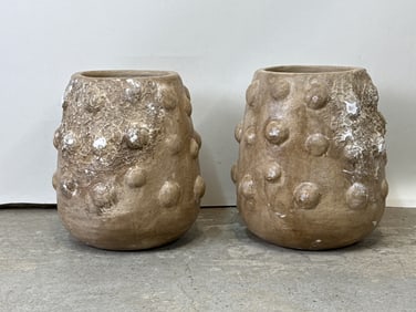 Pair of Terracotta Bumpy Garden Planters
