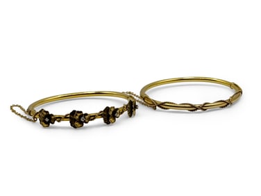 Pair of Art Nouveau 14K Bangle Bracelets