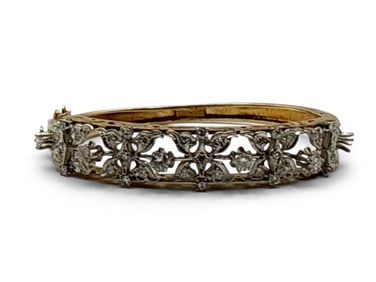 14K Bicolor Gold Diamond Bangle Bracelet