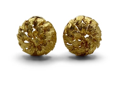 Pair of 18K Yellow Gold Button Earrings