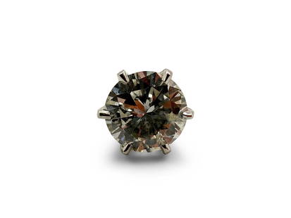 Round Brilliant Spread Cut Diamond, Approx. 1.45ct: An approximately 1.45ct round brilliant spread cut diamond, SI2 clarity, H color. Approximate measurements: 7.9mm x 8.00mm x 3.65mm. Mounted in a 14K white gold stud earring setting and with an