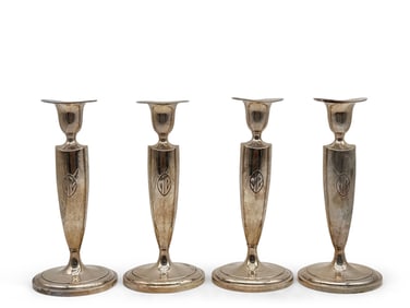 Four Towle Sterling Lafayette Weighted Candlesticks