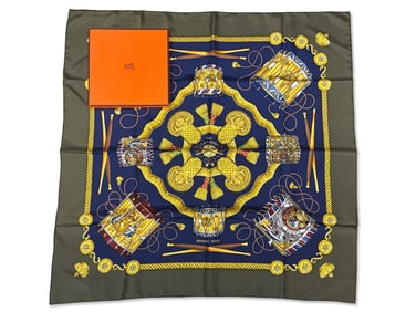 Hermès Les Tambours Silk Scarf