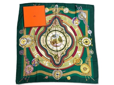 Hermès Les Fleurs/Les Heures Silk Scarf