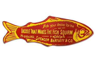 Porcelain Sign: Hibbard, Spencer, Bartlett & Co. Tackle