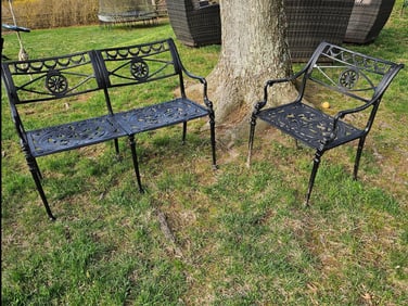 Kenneth Lynch & Sons (attrib.) Garden Bench & Chair