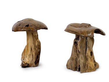Two Root Form Mushroom Sculptures