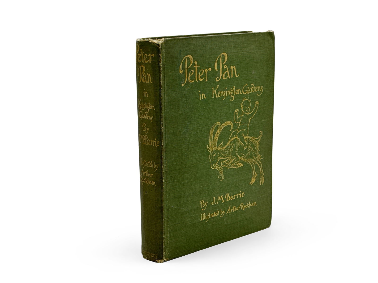 Peter Pan in Kensington Gardens: "Peter Pan in Kensington Gardens", by J.M. Barrie with tipped in color illustrations by Arthur Rackham. Published by Charles Scribner's Sons, New York, 1906. Hardcover; first American trade edition. |