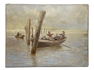 Birdsall D. Paine Oil/Canvas: Women Fishing