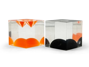 Two Lucite Cubo Sculptures after Enzo Mari