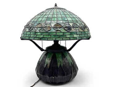 Tiffany-style Stained & Leaded Glass Parlor Lamp