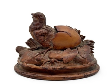 Black Forest Carved Bird Sculpture