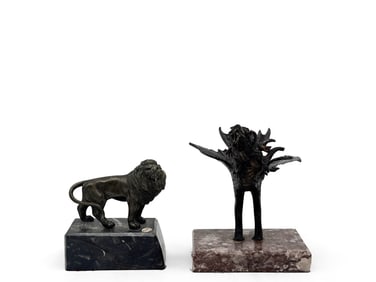 Two Bronze Figural Watch Holders
