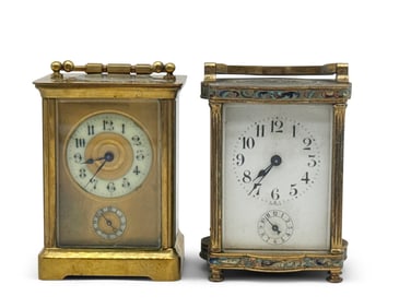 Two 19th C. French Bronze Carriage Clocks