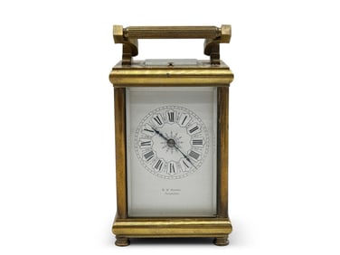 G.W. Russell Crystal and Bronze Carriage Clock