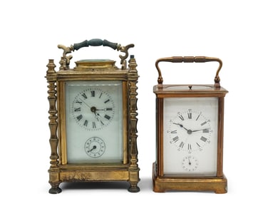 Two French Brass-Cased Carriage Clocks