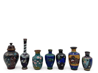 Seven Chinese Cloisonné Miniature Vases