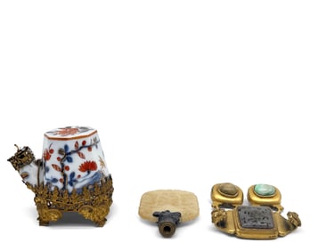 Japanese Imari Pot and Hard Stone Articles