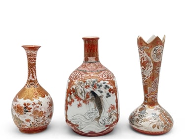 Three 19th C. Japanese Kutani Vases