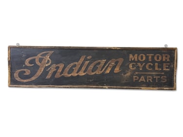 Large Painted-Wood Indian Motorcycle Parts Sign