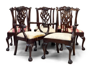 Eight Stickley Chippendale-style Dining Chairs