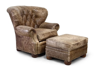 Bradington Young Leather Lounge Chair & Ottoman