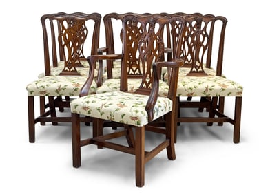 Ten Chippendale-style Mahogany Dining Chairs
