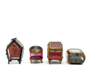 Four French Glass and Ormolu Pocket Watch Cases