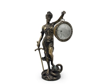 Bronze Lady Justice Elgin Ball Clock