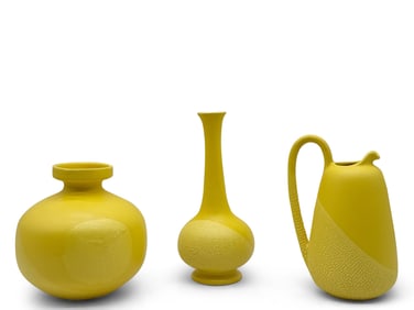Three Royal Haeger Lemon Peel Lava Glaze Vases
