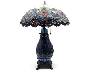 Contemporary Baroque Stained & Leaded Glass Lamp