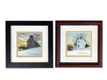 Two Pat Gable Boyer Miniature Watercolors