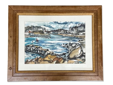 Don Gorvett Ink/Watercolor: Harbor Scene