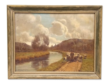 H. Peabody Flagg. Oil/Canvas: Drover Scene